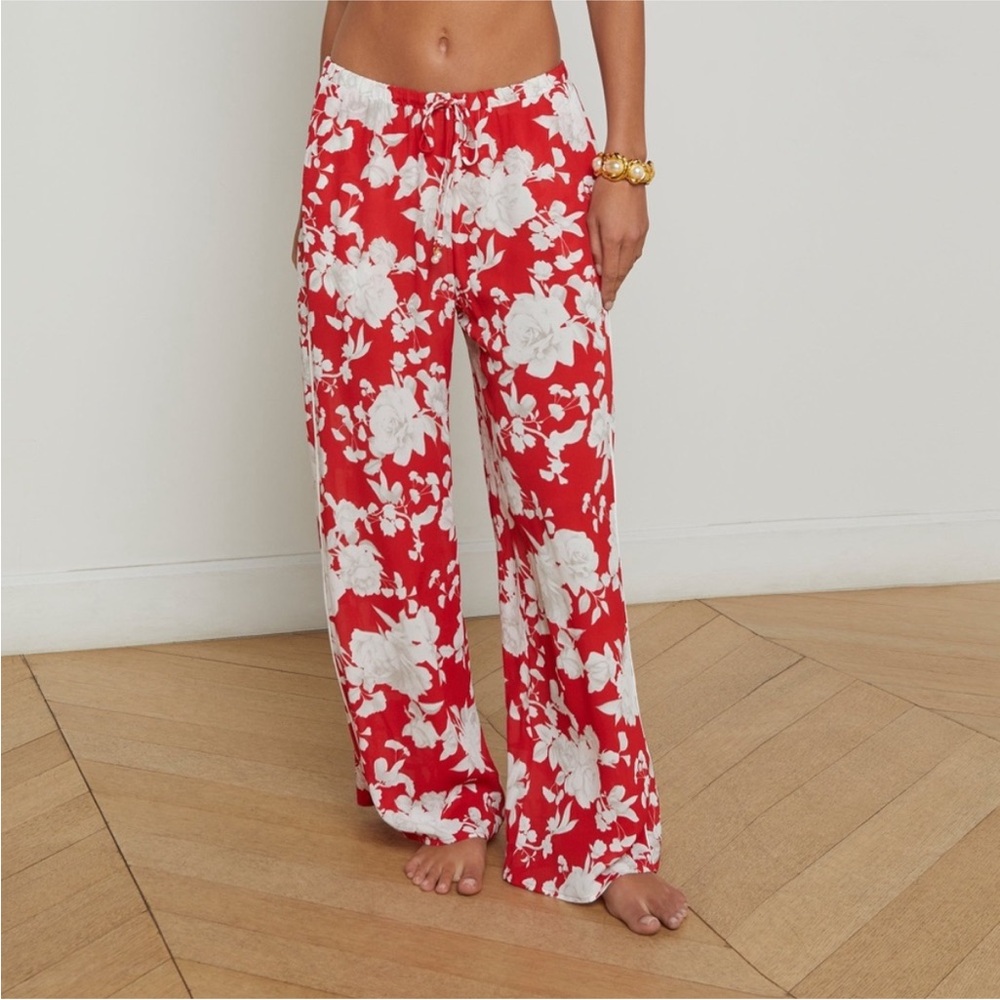 Geraldine Ikebana Floral Wide Leg Pants Swim Cover-Up